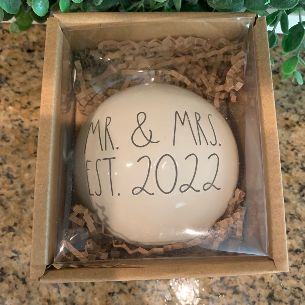 Rae Dunn Mr & Mrs EST 2022 Christmas Ornament